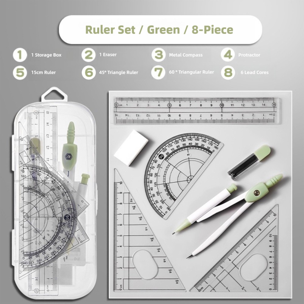 8PCS/Set Plastic Ruler Compass - đánh giá và giá Compass Geometry Set