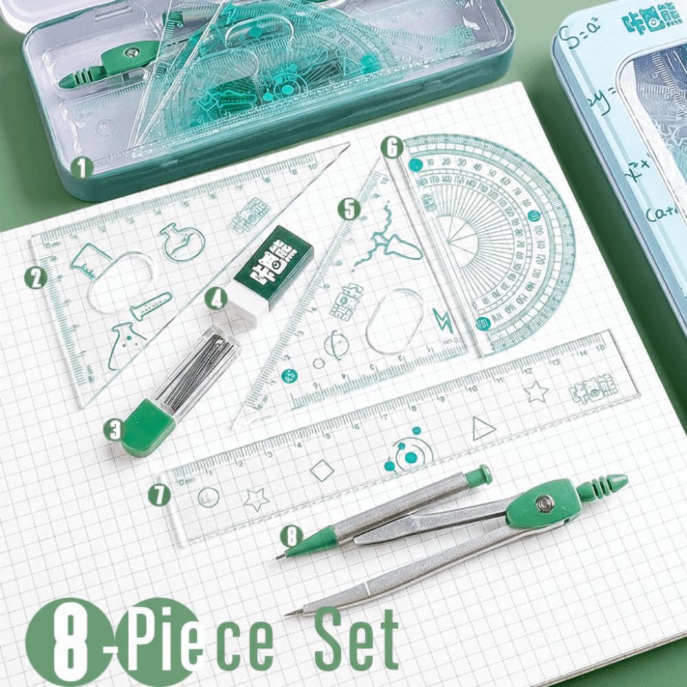 8Pcs/Set Multifunctional Math  - đánh giá và giá Compass Geometry Set